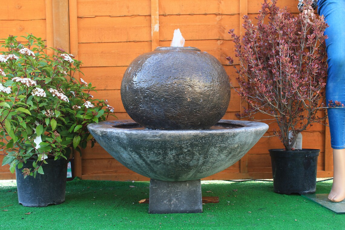 Stone Ball Garden Water Feature Fountain Garden Ornament Etsy UK