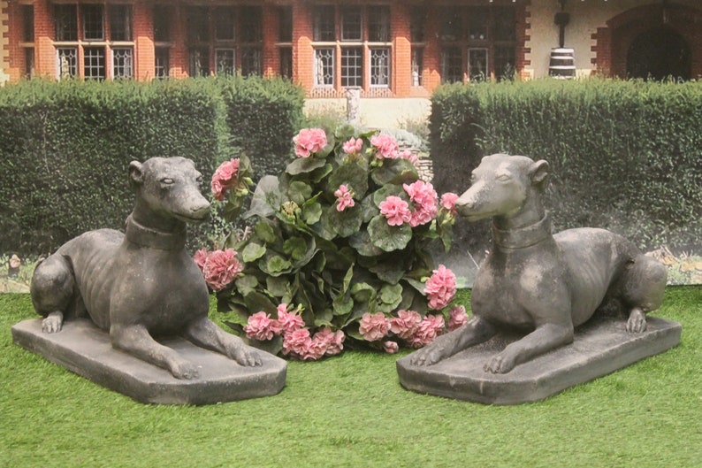 Pair of Greyhound Stone Statues Etsy