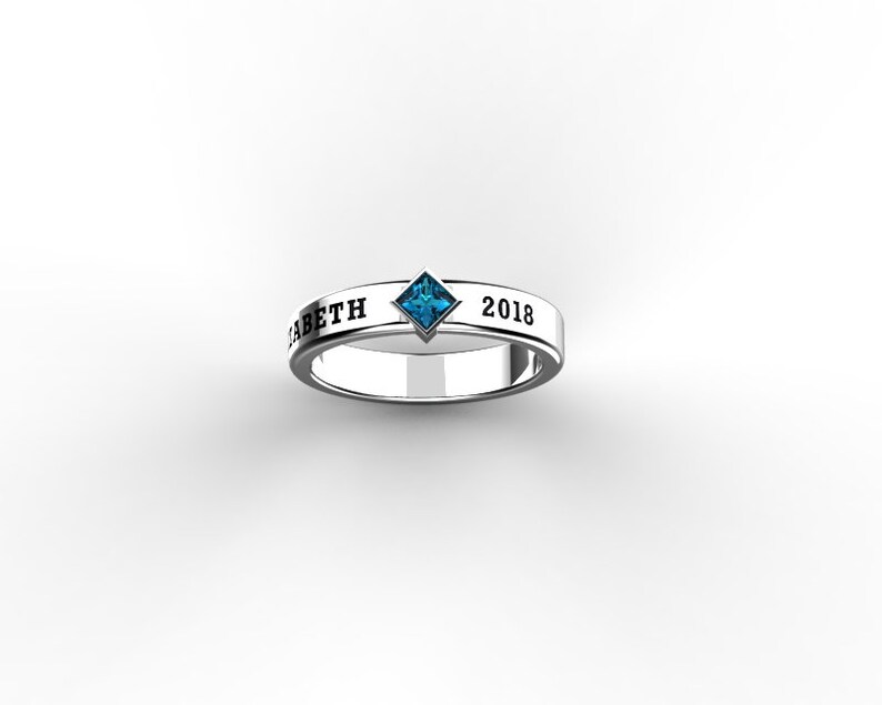 Custom Engraved Graduation Ring With Diamond Shaped Stone Etsy