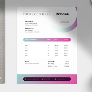 Professional Invoice Template, Canva Invoice Template, Editable Invoice Template, Simple Invoice Template, Atheistic Invoice Template