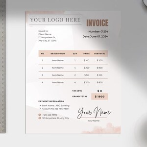 Professional Invoice Template, Canva Invoice Template, Editable Invoice Template, Simple Invoice Template, Atheistic Invoice Template