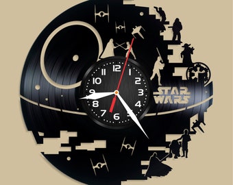 Star Wars Vinyl Wall Clock Wall Clock Vintage Han Solo Gift For Boy Birthday Gift Darth Vader Luke Skywalker Vinyl Record Wall Clock Wall