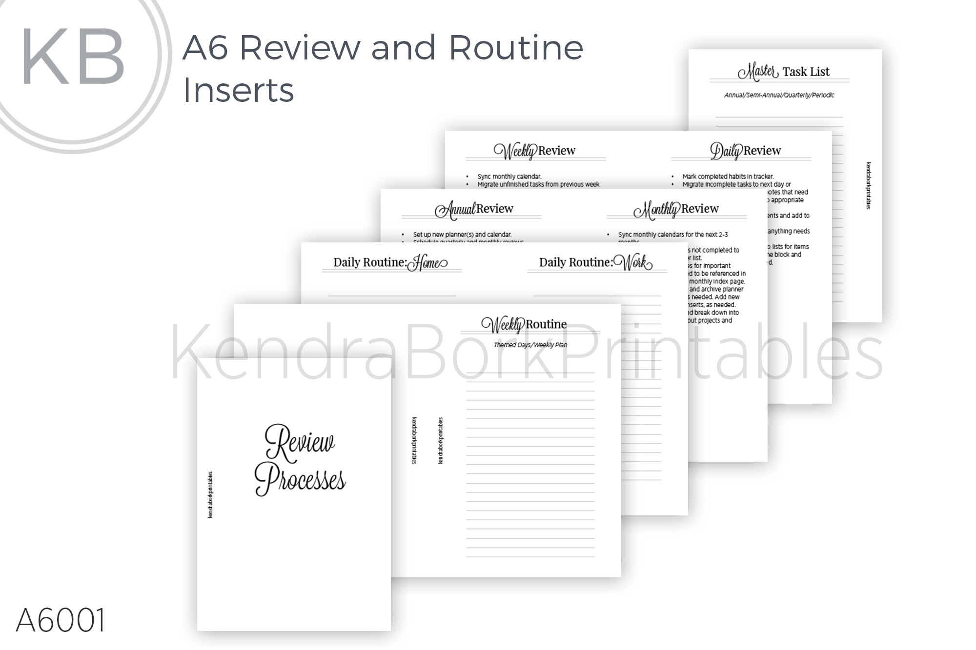 Routine Inerts A6 Review and Routine Inserts Printable Insert A6001 - Etsy