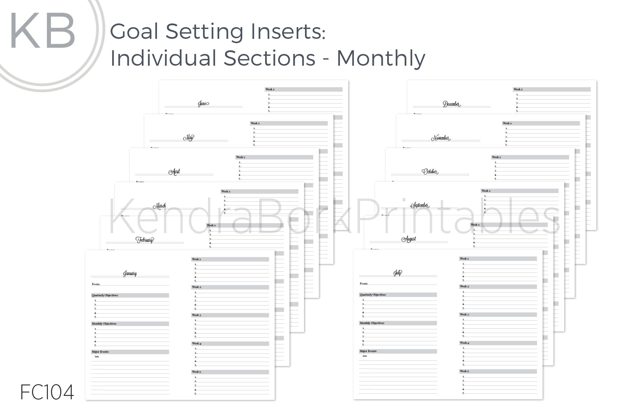 Franklin Compact Individual Sections Goal Setting Inserts - Printable ...
