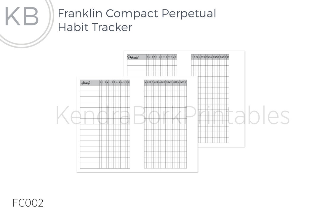 Franklin Compact Perpetual Monthly Habit Tracker Printable - Etsy