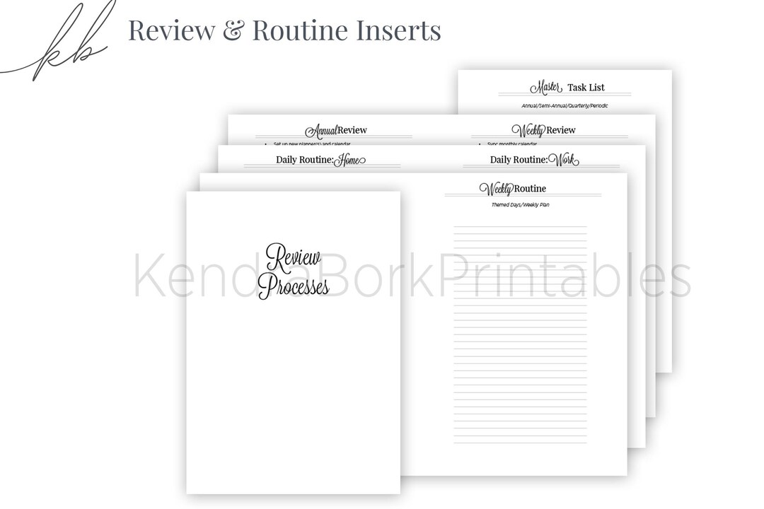 Routine Inerts A6 Review and Routine Inserts - Printable Insert (A6001) - Etsy