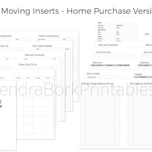 Personal Wide Size Moving Insert Bundle - Home Purchase Version - Printable Insert