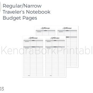 Regular/Narrow TN Budget Insert - Traveler's Notebook Printable Insert (TNR103)