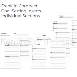 Franklin Compact Individual Sections Goal Setting Inserts - Printable (FC104)