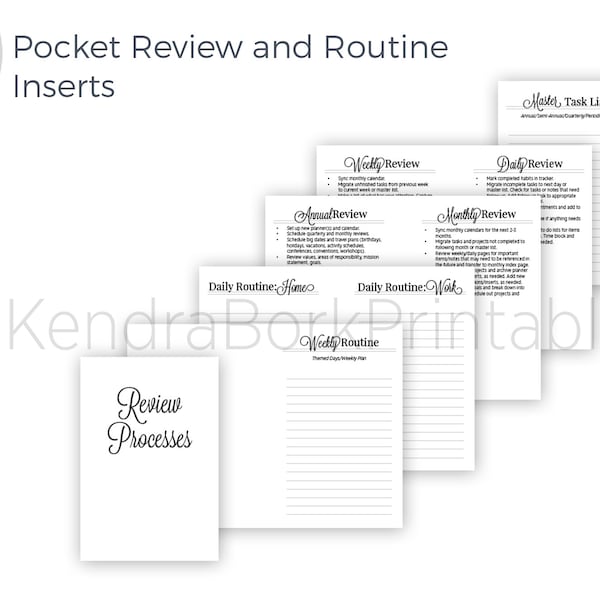 Pocket Review and Routine Inserts - Printable Insert (PK001)