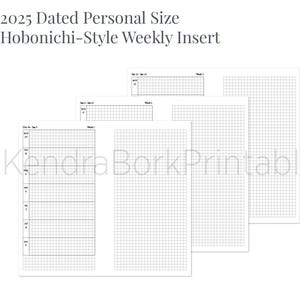 2025 Personal-Size Hobonichi Weeks Style Dated Weekly Inserts - PERSONAL Size Printable