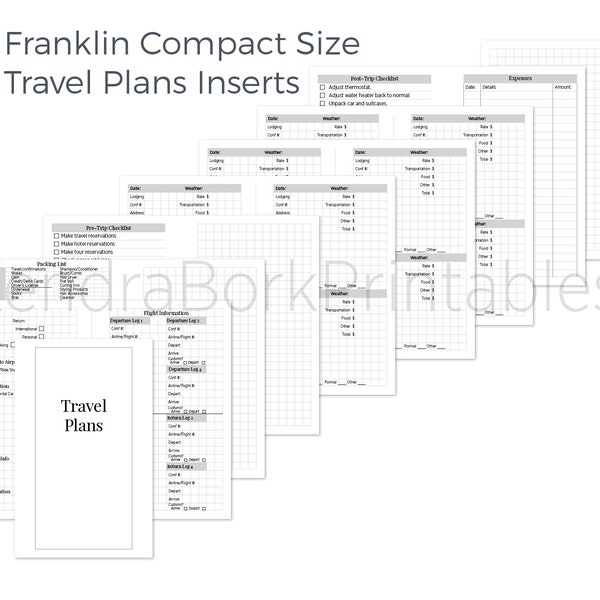 Franklin Compact Travel Inserts - Printable Insert (FC101)