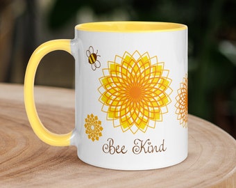 Mug Abeille Be Kind avec couleur à l'intérieur - Cadeau pour maman