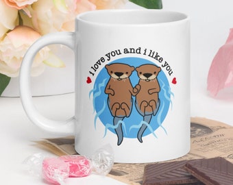 Otter Love Mug, girlfriend gift mug, Cute Coffee Mug