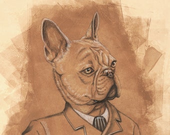 French Bulldog Portrait Art Print, Gifts for Dog Lovers