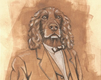 Cocker Spaniel Portrait Art Print, Gifts for Dog Lovers