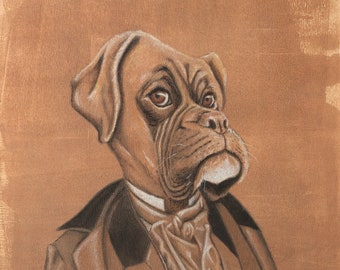 Boxer Portrait Art Print, Gifts for Dog Lovers