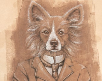 Corgi Portrait Art Print, Gifts for Dog Lovers