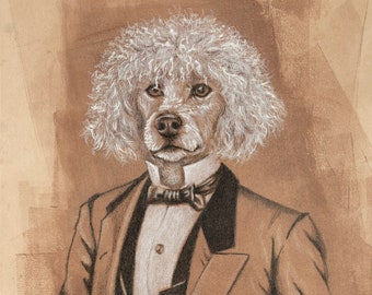 Poodle Portrait Art Print, Gifts for Dog Lovers