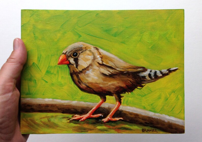 Original oil painting Zebra Finch bird painting 6 x Etsy