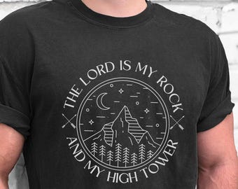 Herren är min klippa-tröja, King James Bibelvers Unisex T-shirt, kristen religiös T-shirt, berg, inspirerande kläder, bibliskt citat