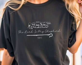 Herren är min herde, kristen Psalm 23 T-shirt, unisex t-shirt, bibelversgåva, religiösa kläder, King James-tröja