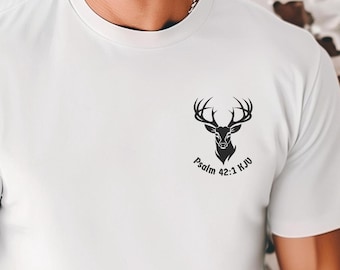 Som Hjorten (Hjorten) King James Bibelvers Unisex T-shirt, Religiös T-shirt, Kristen Gåva T-shirt, Trobaserad Skriftströja, Herr Kvinnor Kläder