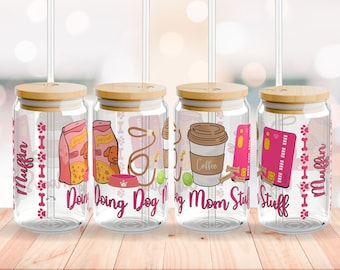 Hundmamma-grejer Personligt Sipperglas 16oz, Hundmamma-present, Hundmamma, Hundmamma-ölglas, Hundälskare Iskaffekopp, Hundmamma, Iskaffe