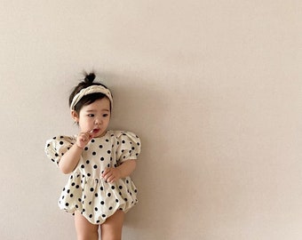 Baby Girl One-Piece Long Sleeve Princess Dress Polka Dot Printed Mini Dresses Bowknot Party Swing Dress 6-24 Months Newborn Baby Clothes Outfits