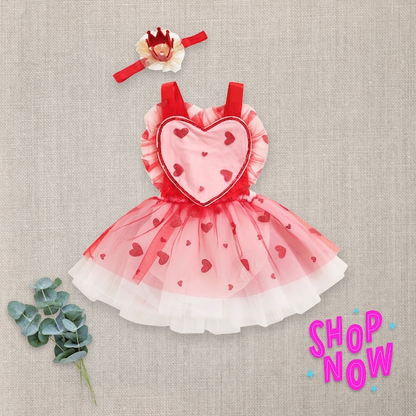 Girls White Personalised Valentine’s Day Tutu Dress - Baby Girls Valentines Day Tutu Outfit - Cute Baby Girl Onesies - 1st Valentines Day