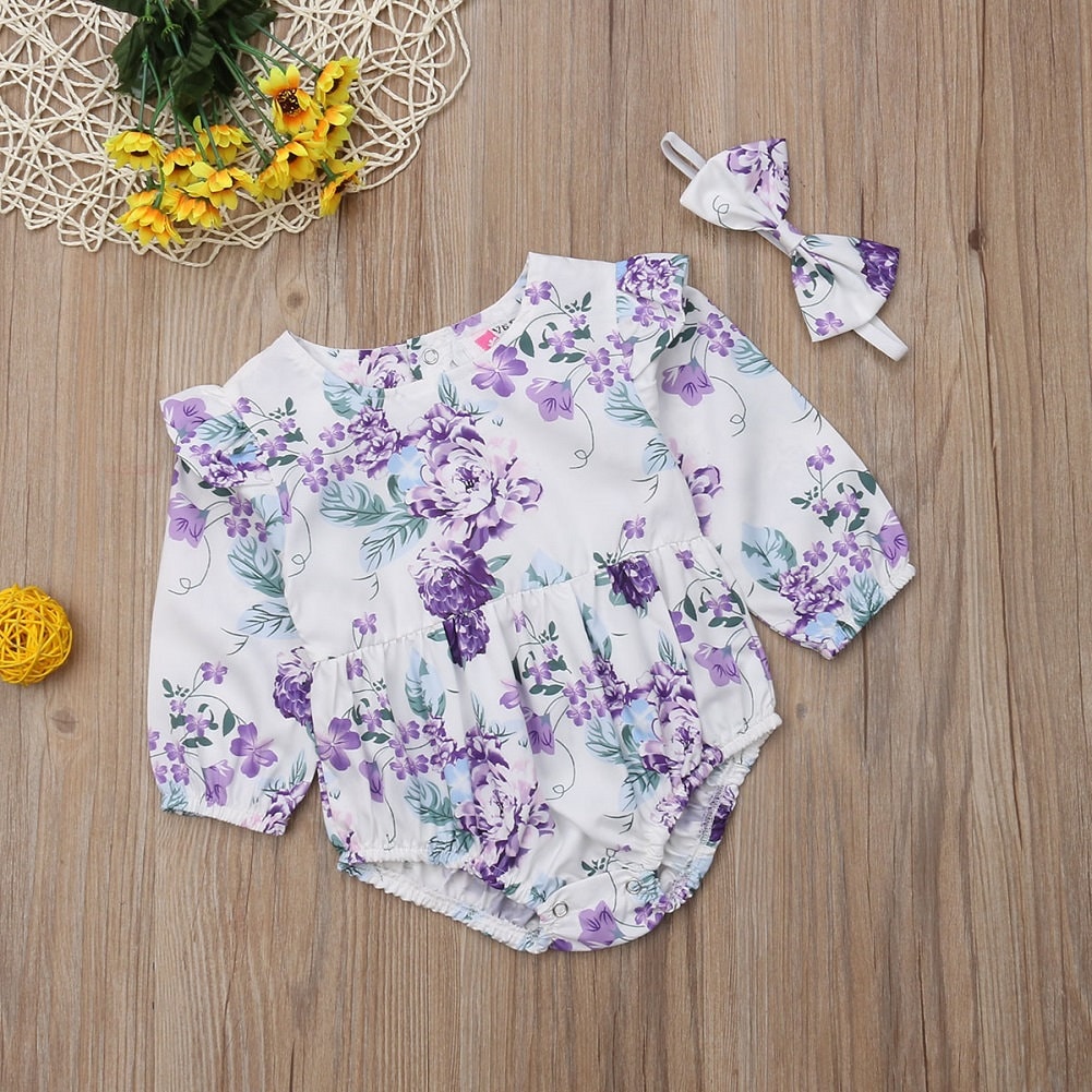 FREE SHIPPING Newborn Baby Girl Clothes Purple Flower baby Etsy