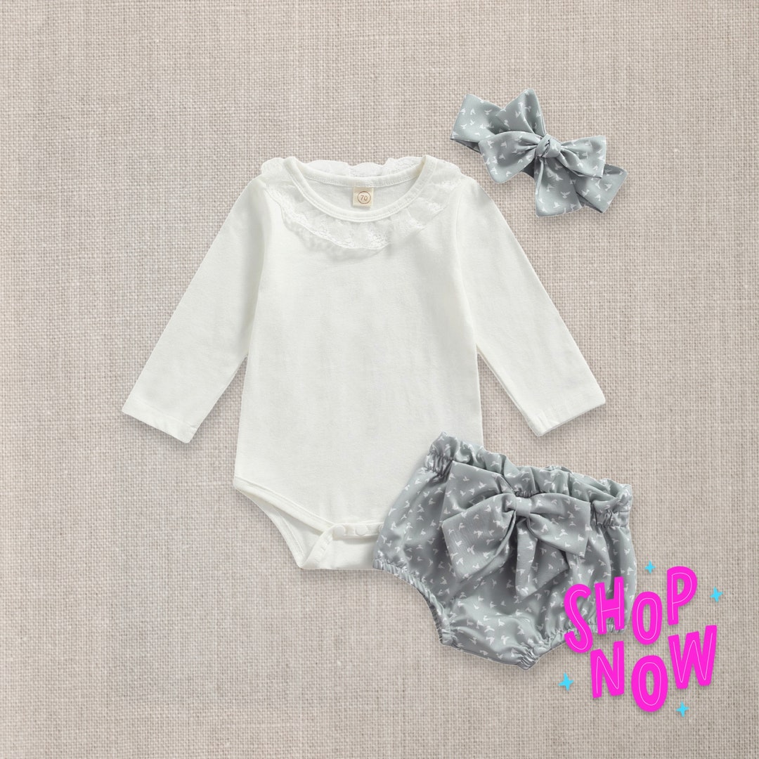 Baby Girl Bloomer Outfit Newborn and up Rustic Baby Girl Etsy UK