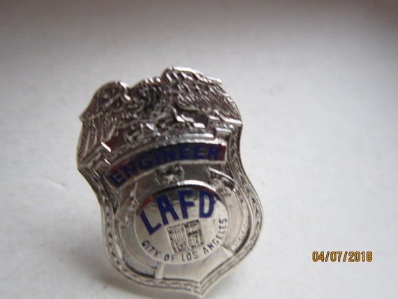 Lafd Fire Dept Engineer 1 Miniature Badge Hat Lapel Pin Etsy