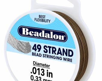 Beadalon 49 Strand Bead Stringing Wire, .013" (0.33mm), Bright or Bronze, 10ft or 30ft, Jewelry Making Wire
