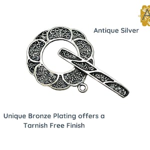 Bronze Line, Filigree Round Toggle Clasp, 22mm, Unique plating from Israel