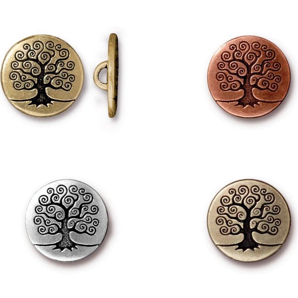 2 Pcs TierraCast Tree of Life Button 0r Clasp 4 Finishes