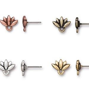 TierraCast LOTUS Ear Posts, with Titanium Posts, 4 Finishes, 1 Pair
