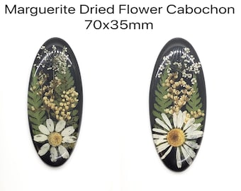 One of a Kind MARGUERITE Oval Cabochon Handmade with Real Dried Flowers