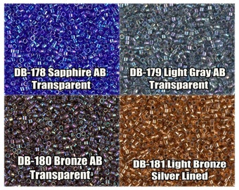 5g, miçangas Miyuki Delica 11/0, DB178, DB179, DB180, DB181