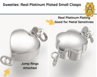 SWEETIES, Small Real Platinum Plated Clasps, with Jump Rings, 2 Sets per Order