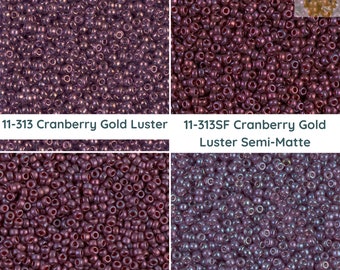 11/0 Miyuki Seed beads 23g, Cranberry Gold Luster 313, Cranberry Gold Luster Semi Matte 313SF, LT Amethyst luster 316, DK Amethyst 318