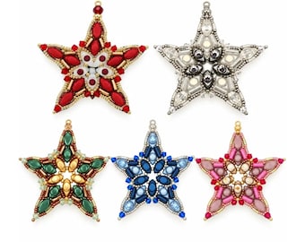 Star Ornament Beading Kit, Christmas Beaded Ornament Kit, DIY Holiday Bead Kit, Les Perles par Puca Beads