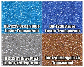 11/0 Miyuki Delica beads, DB1229, DB1230, DB1231, DB1241 - 5g, 10g