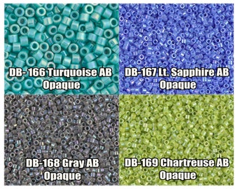 5g, 10g 11/0 Miyuki Delica beads, DB166, DB167, DB168, DB169