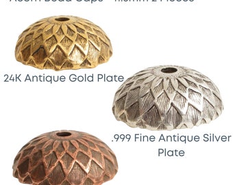 Acorn Bead Caps, Nunn Design, 3 Finishes, 2 Pieces