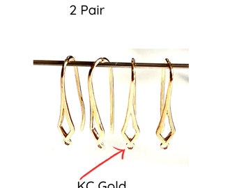 Rhombus Front Ear Wires, Closed Loop, KC Gold, 2 Pr