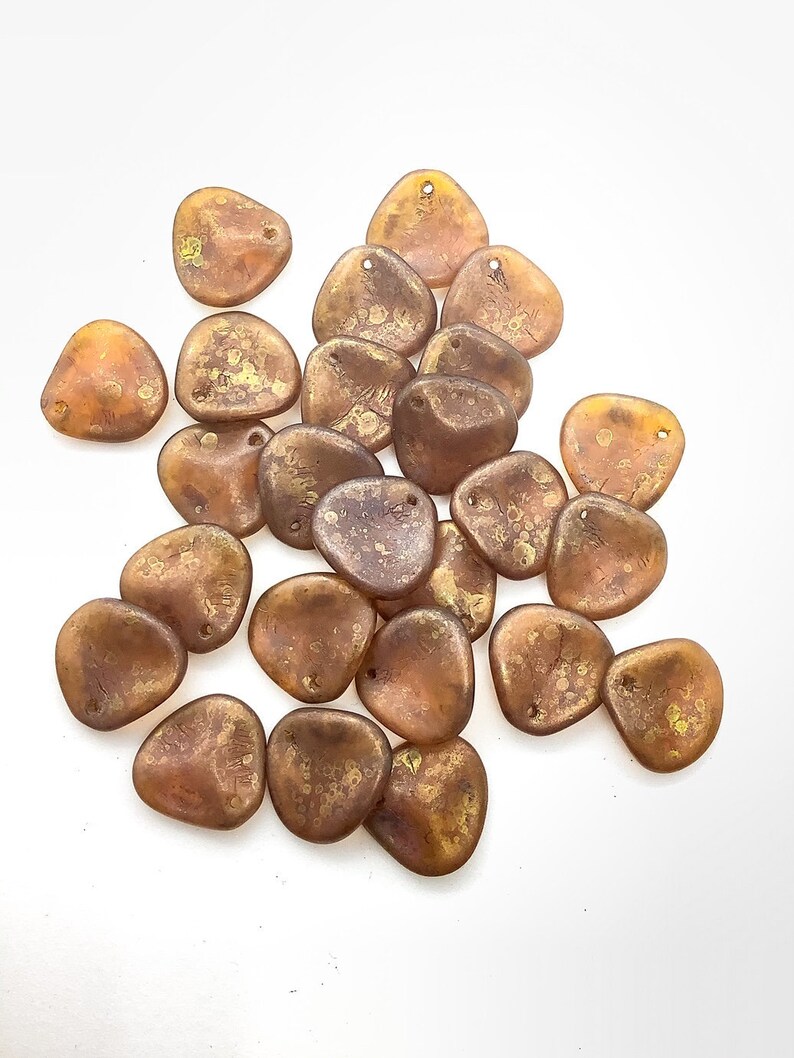 10 Pcs ROSE PETAL Beads Milky Pink Copper Picasso