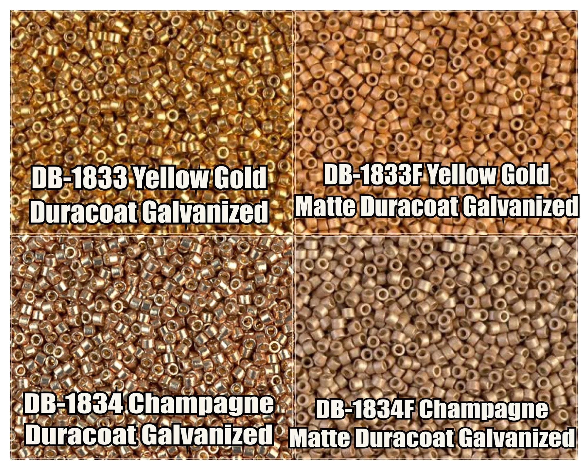 11/0 Miyuki Delica Beads, DB1833, DB1833F, DB1834, DB1834F - 5g