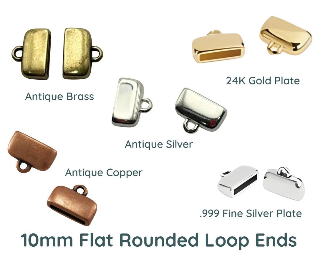 Rounded Ends With Loops for Leather or Cork, 10mm, 4 Finishes - Etsy