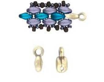 4 Pcs VOURKOTI Cymbal Bead ending\Clasp connector for Superduos & shaped beads